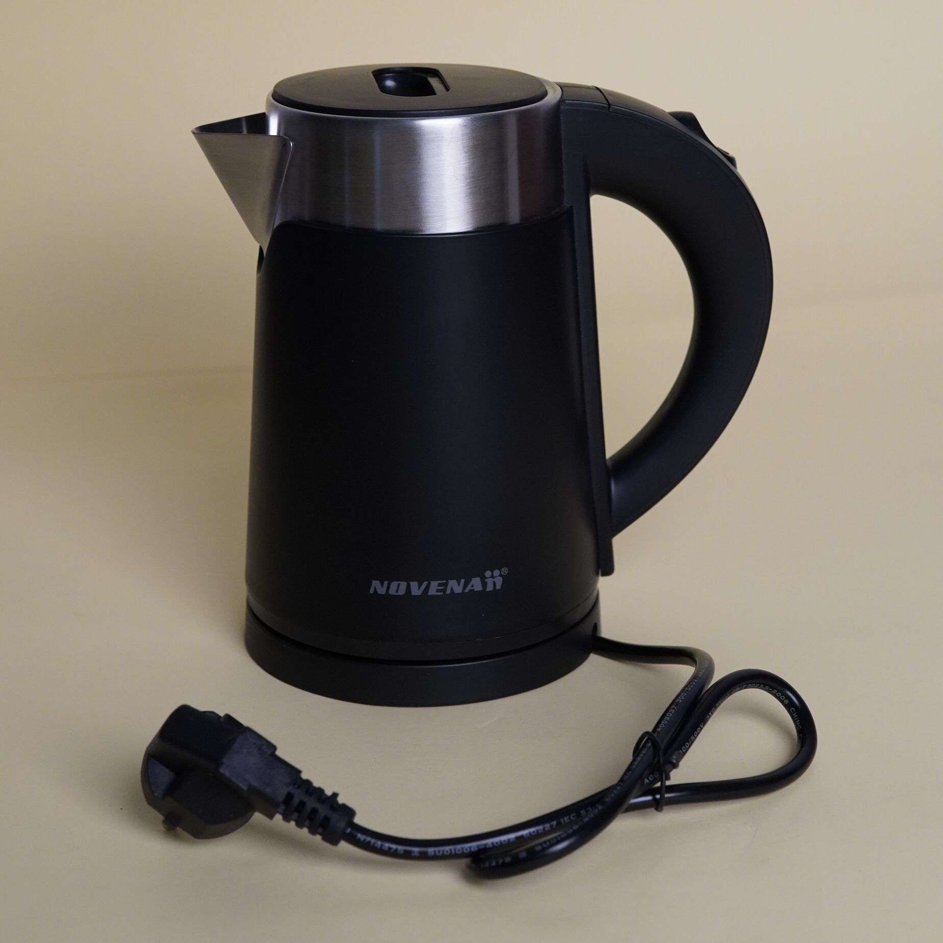 Novena NK60 Automatic Cordless Electric Kettle – 1.0L, 800W, Stainless Steel Body with 360° Rotation Base