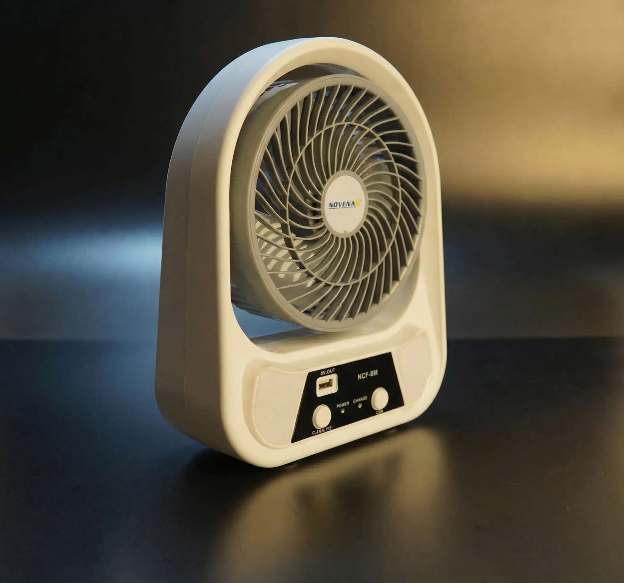 Novena NCF-8M 8" USB Rechargeable Mini Fan with 26-Piece LED Night Light, 4500mAh Battery, High/Low Speed & Portable Handle