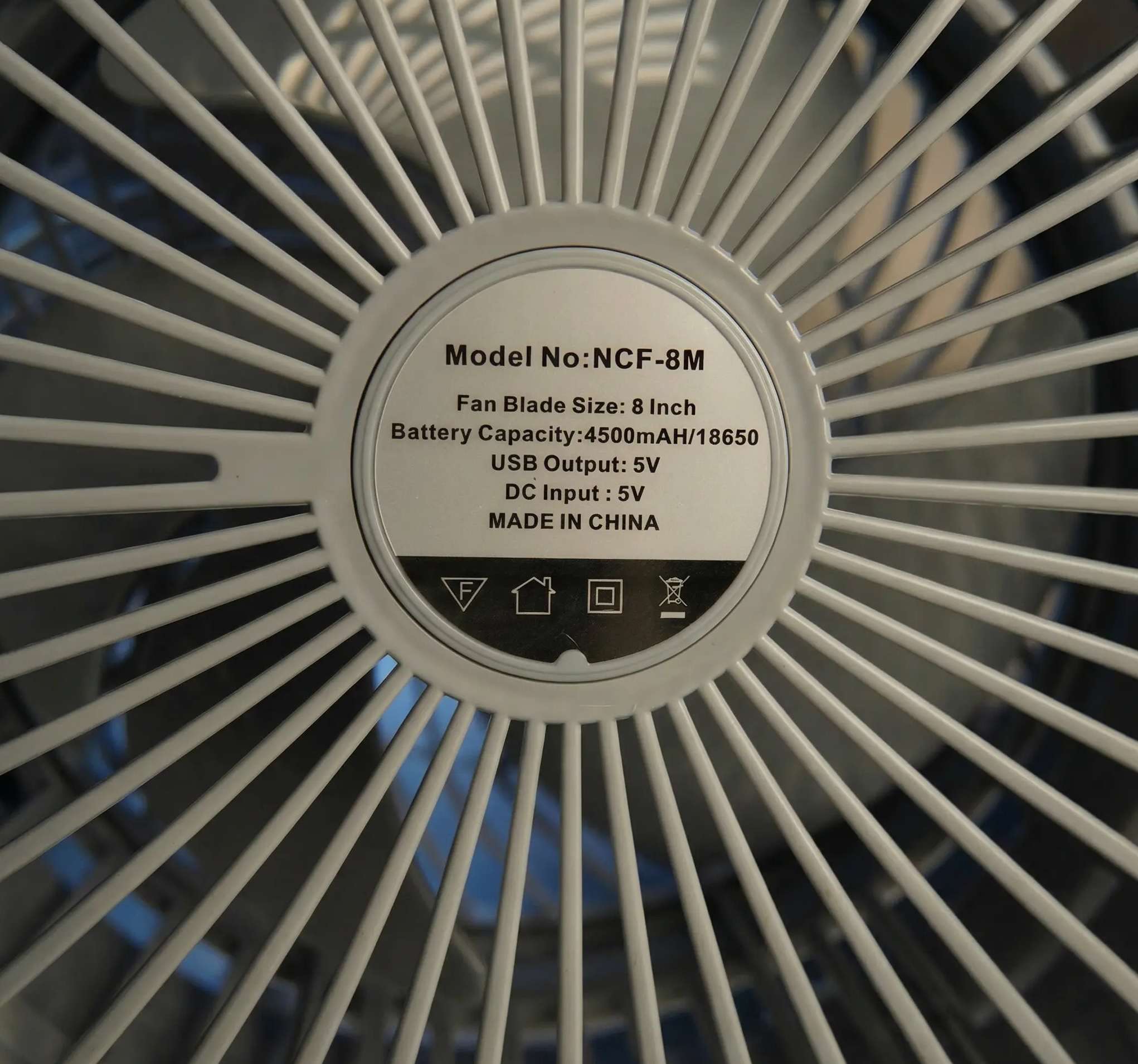 Novena NCF-8M 8" USB Rechargeable Mini Fan with 26-Piece LED Night Light, 4500mAh Battery, High/Low Speed & Portable Handle
