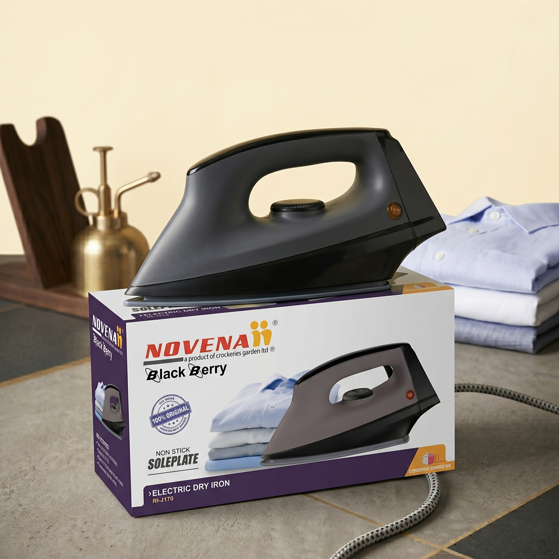 Novena Black Berry NI-1179 Electric Dry Iron – 1000W