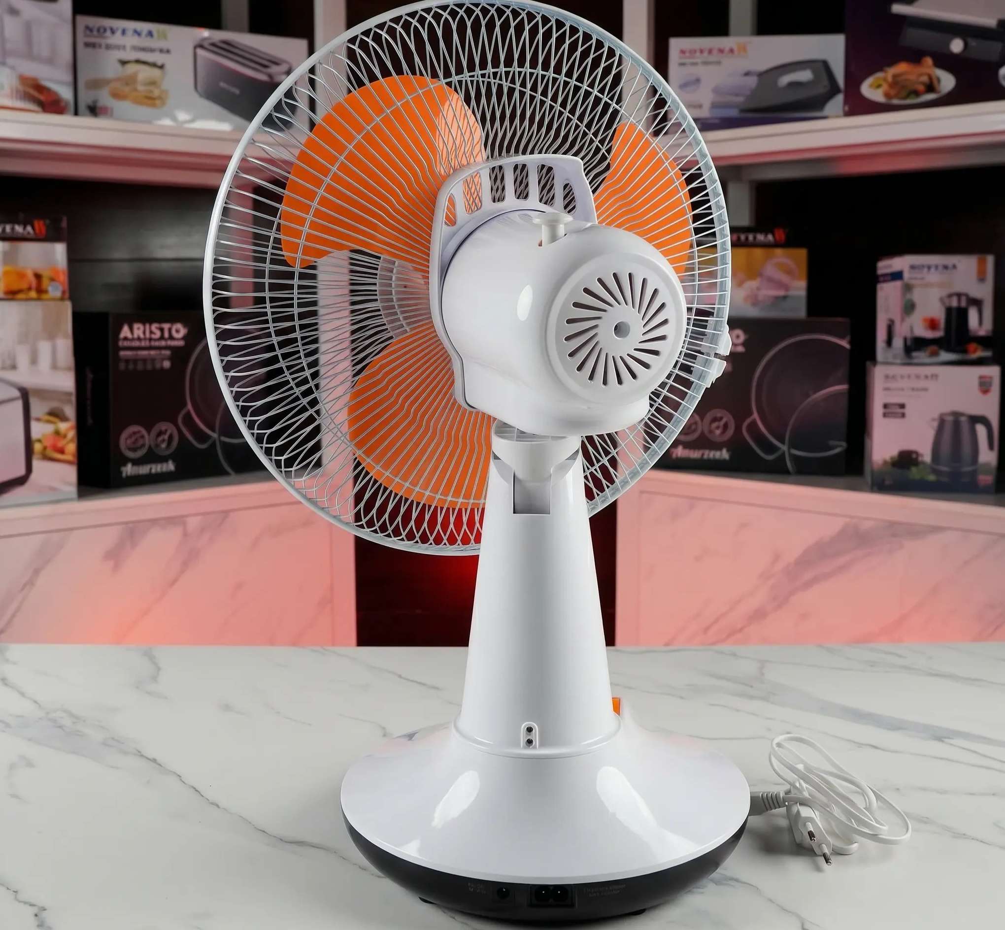 Novena Defender 12-Inch Rechargeable Table Fan (NCF-112) – 3-Speed Control, 8 LED Night Light, and Up to 21 Hours Working Time