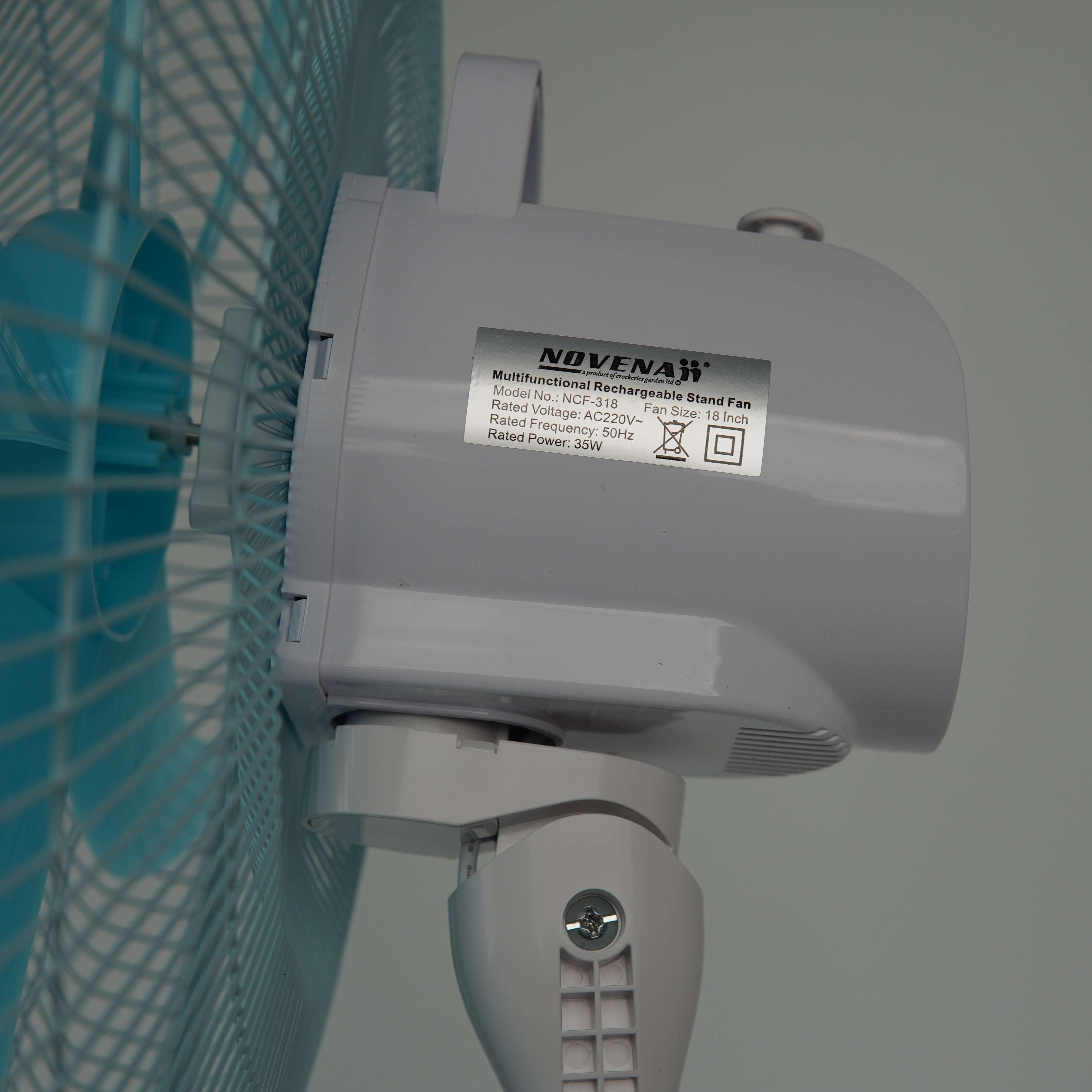 NOVENA NCF-318 Rechargeable Tower Stand Fan 18 Inch with 28 LED Light - 12V 7AH Battery