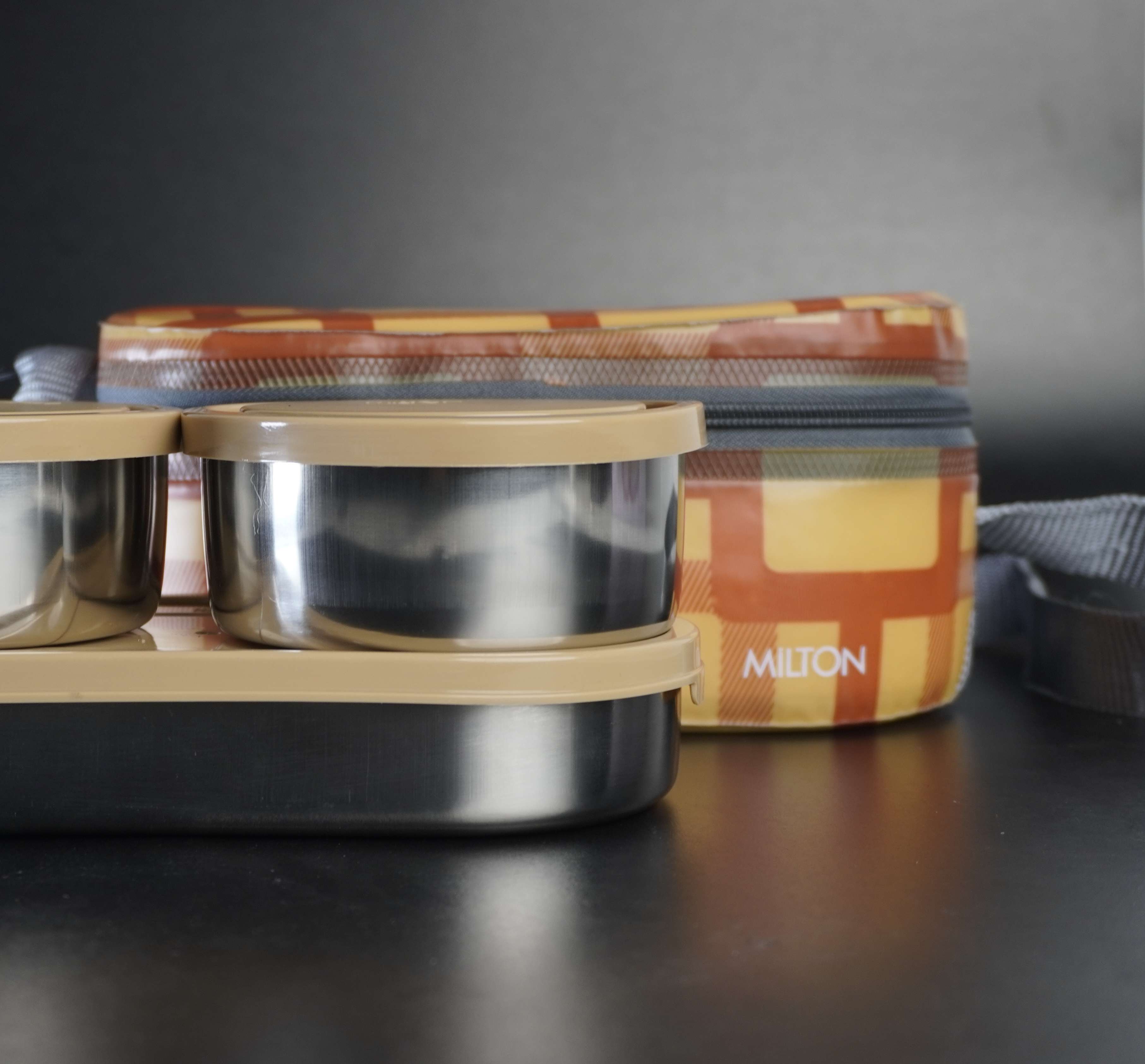 Milton Corporate Lunch Steel Softline Tiffin – 3-Piece Insulated Stainless Steel Set