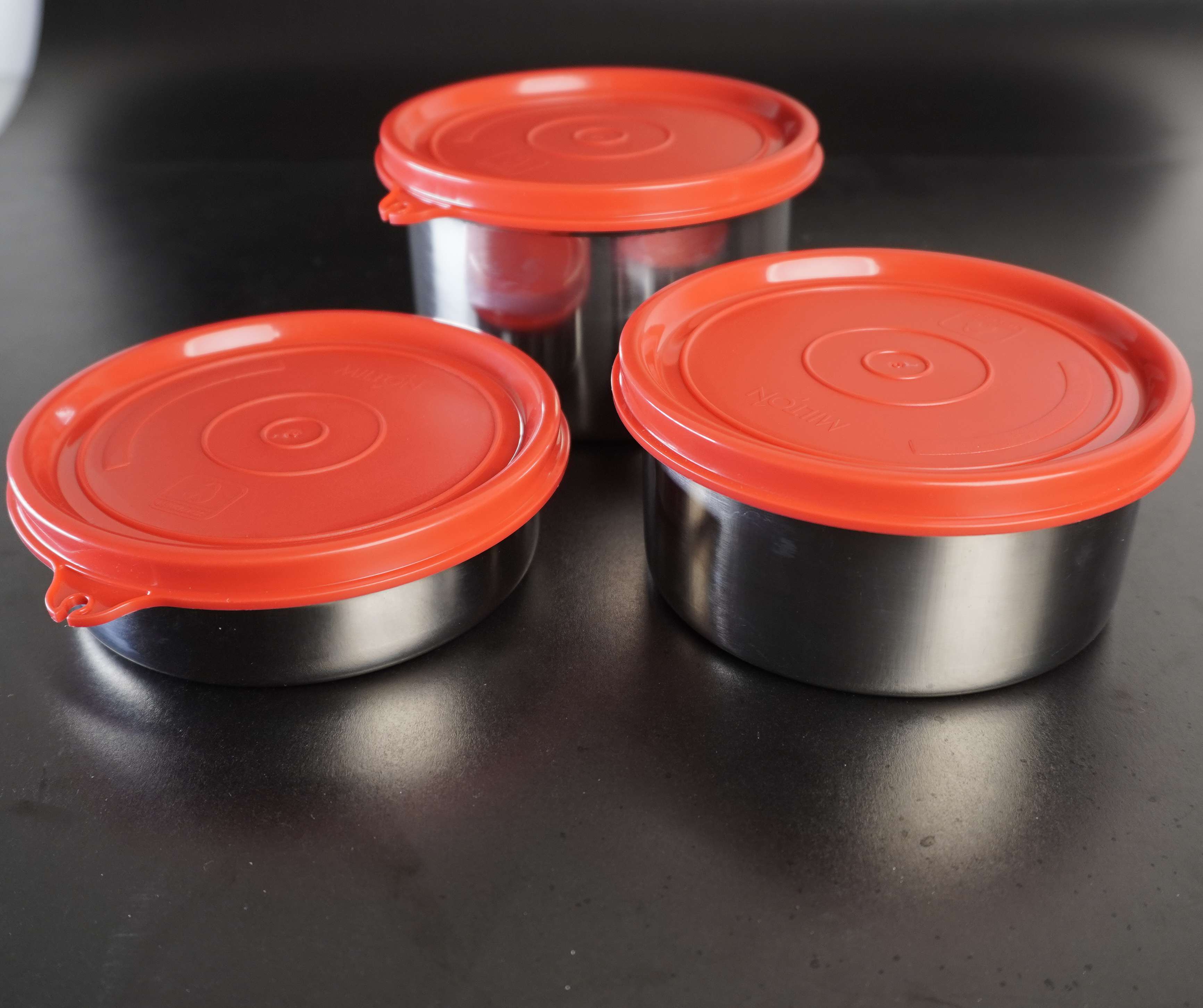 Milton Tasty Lunch 3 Steel Softline Tiffin – 3-Piece Insulated Lunch Box Set