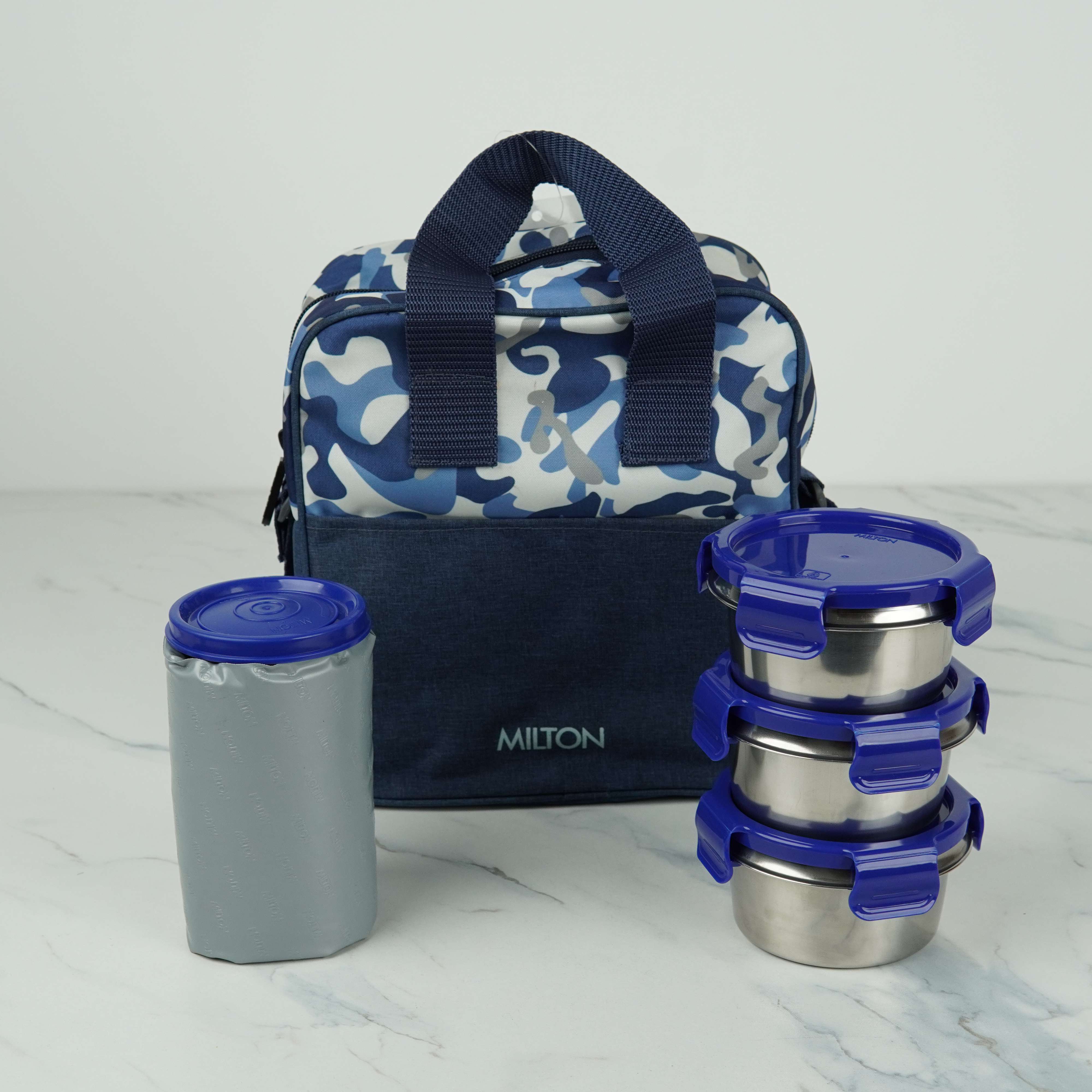 Milton Camo Feast Steel Softline Tiffin – 4-Piece Insulated Stainless Steel Lunch Set with Tumbler
