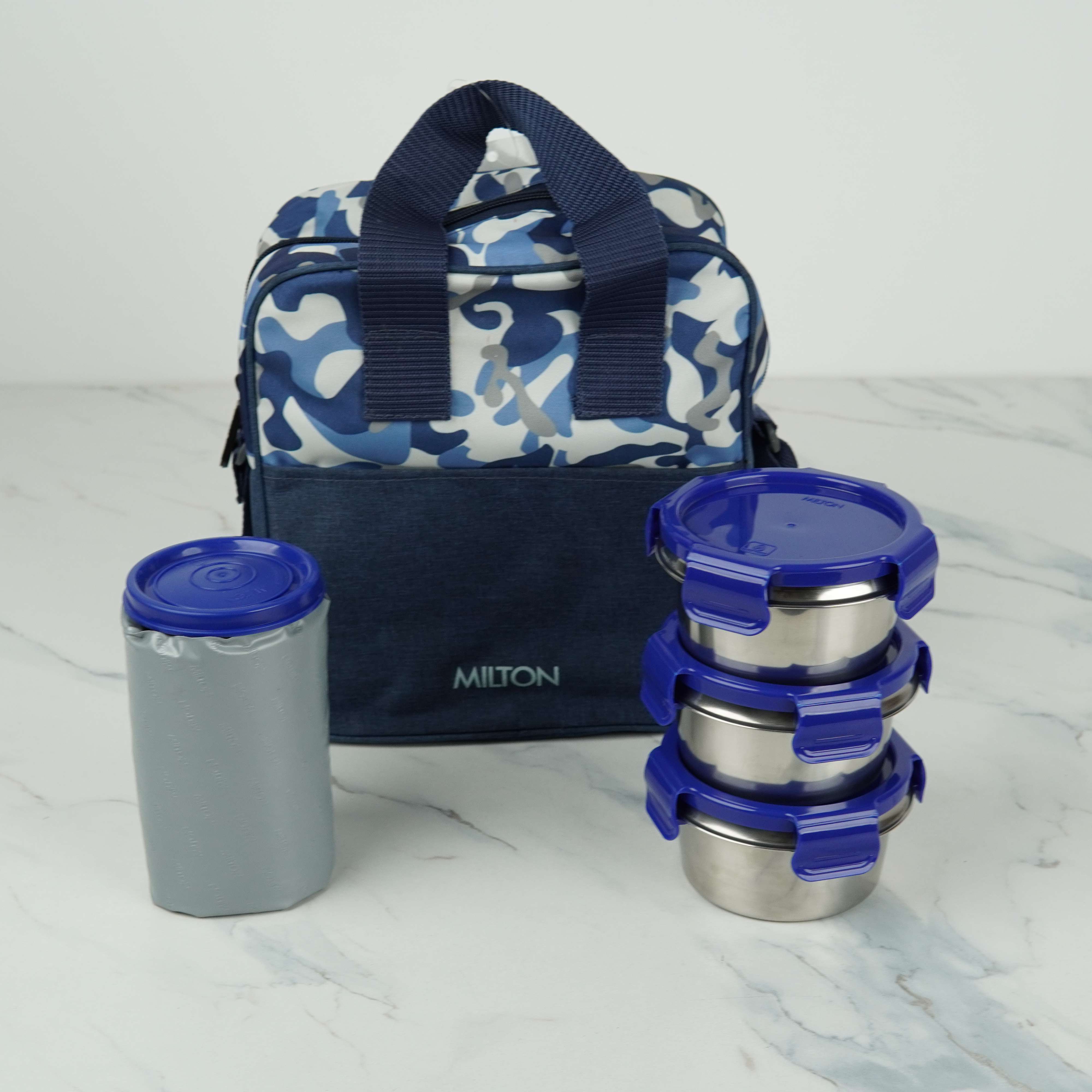 Milton Camo Feast Steel Softline Tiffin – 4-Piece Insulated Stainless Steel Lunch Set with Tumbler