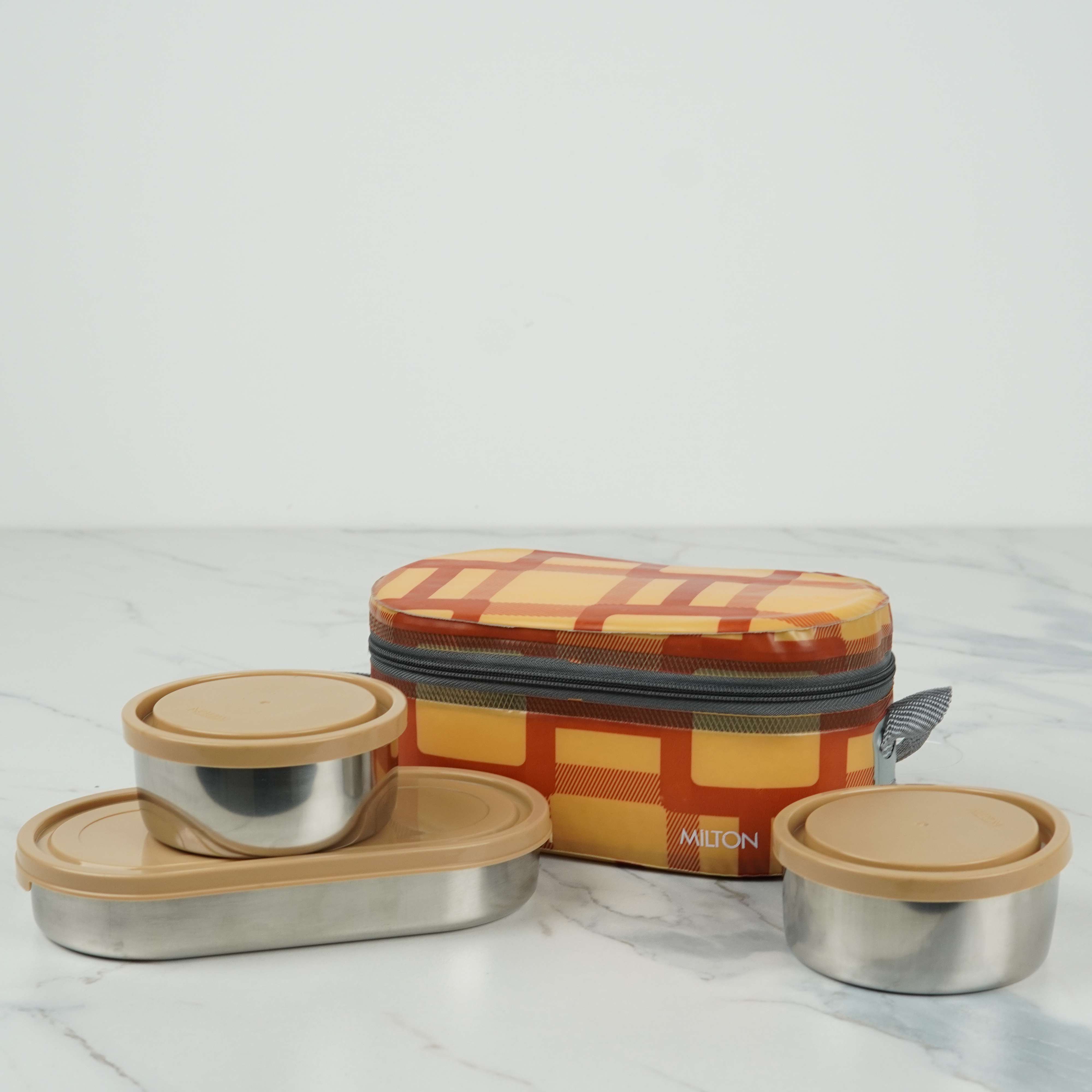 Milton Corporate Lunch Steel Softline Tiffin – 3-Piece Insulated Stainless Steel Set