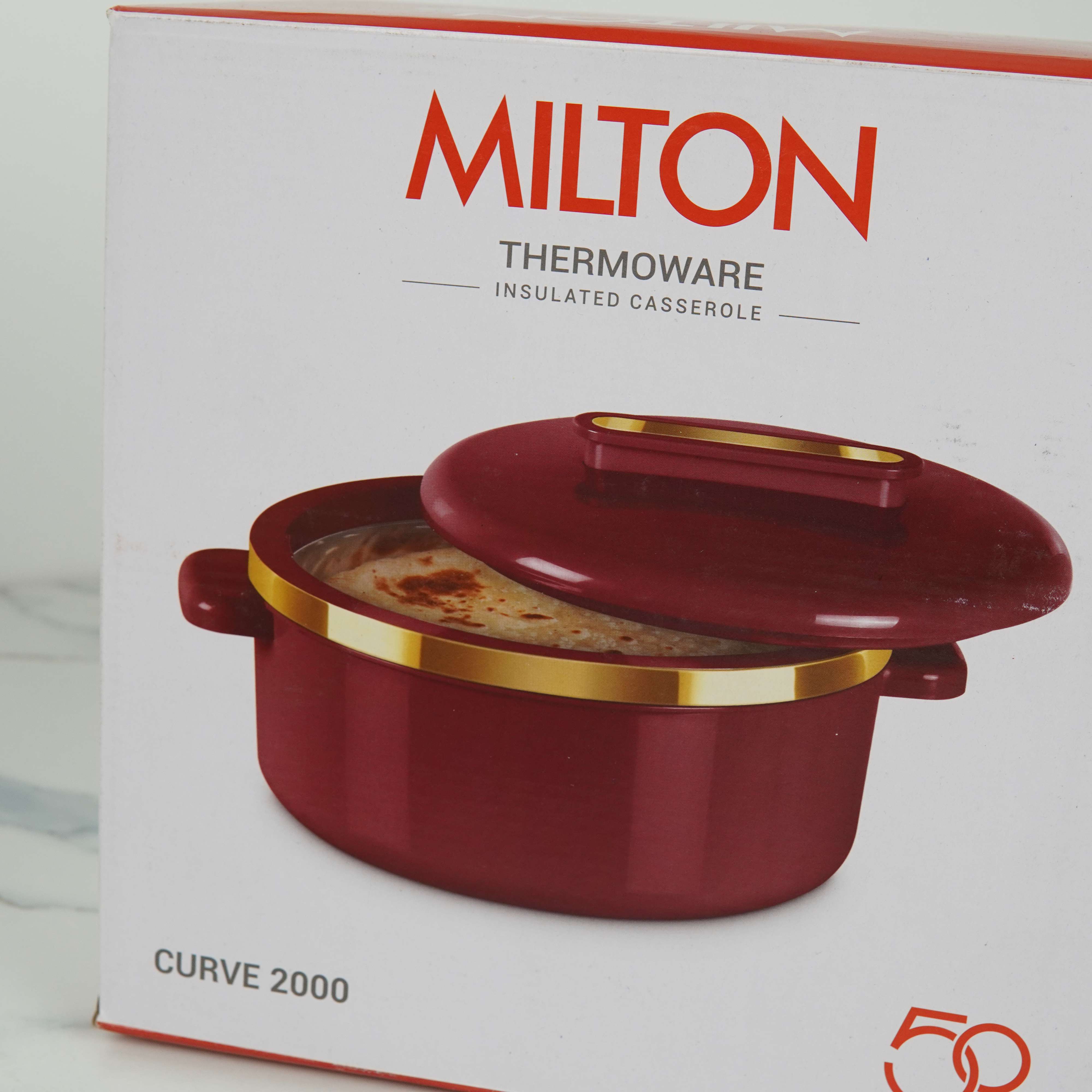 MILTON CURVE 2000 Thermoware Insulated Casserole - 2L | PU Insulated | BPA Free | Hot & Cold Storage