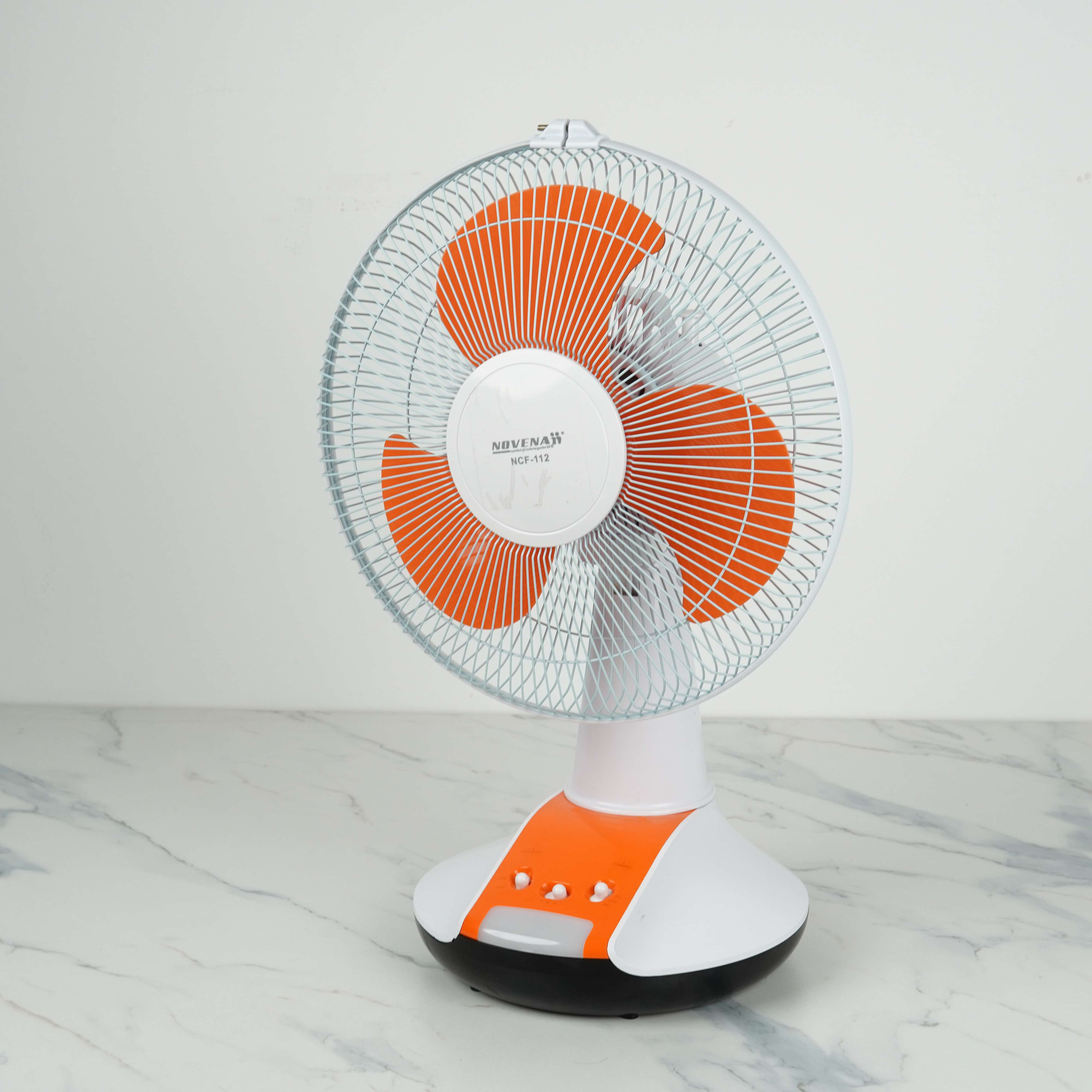 Novena Defender 12-Inch Rechargeable Table Fan (NCF-112) – 3-Speed Control, 8 LED Night Light, and Up to 21 Hours Working Time