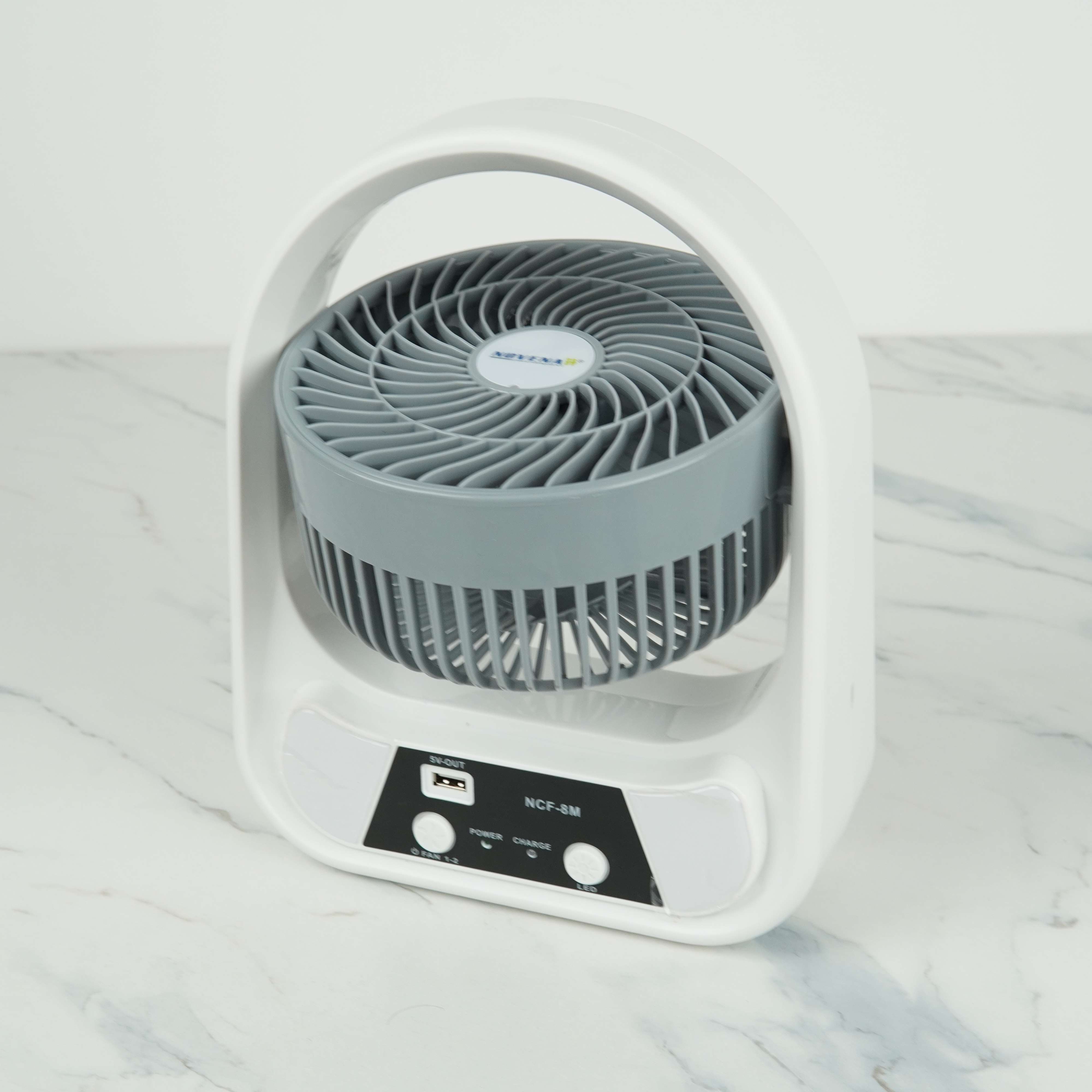Novena NCF-8M 8" USB Rechargeable Mini Fan with 26-Piece LED Night Light, 4500mAh Battery, High/Low Speed & Portable Handle