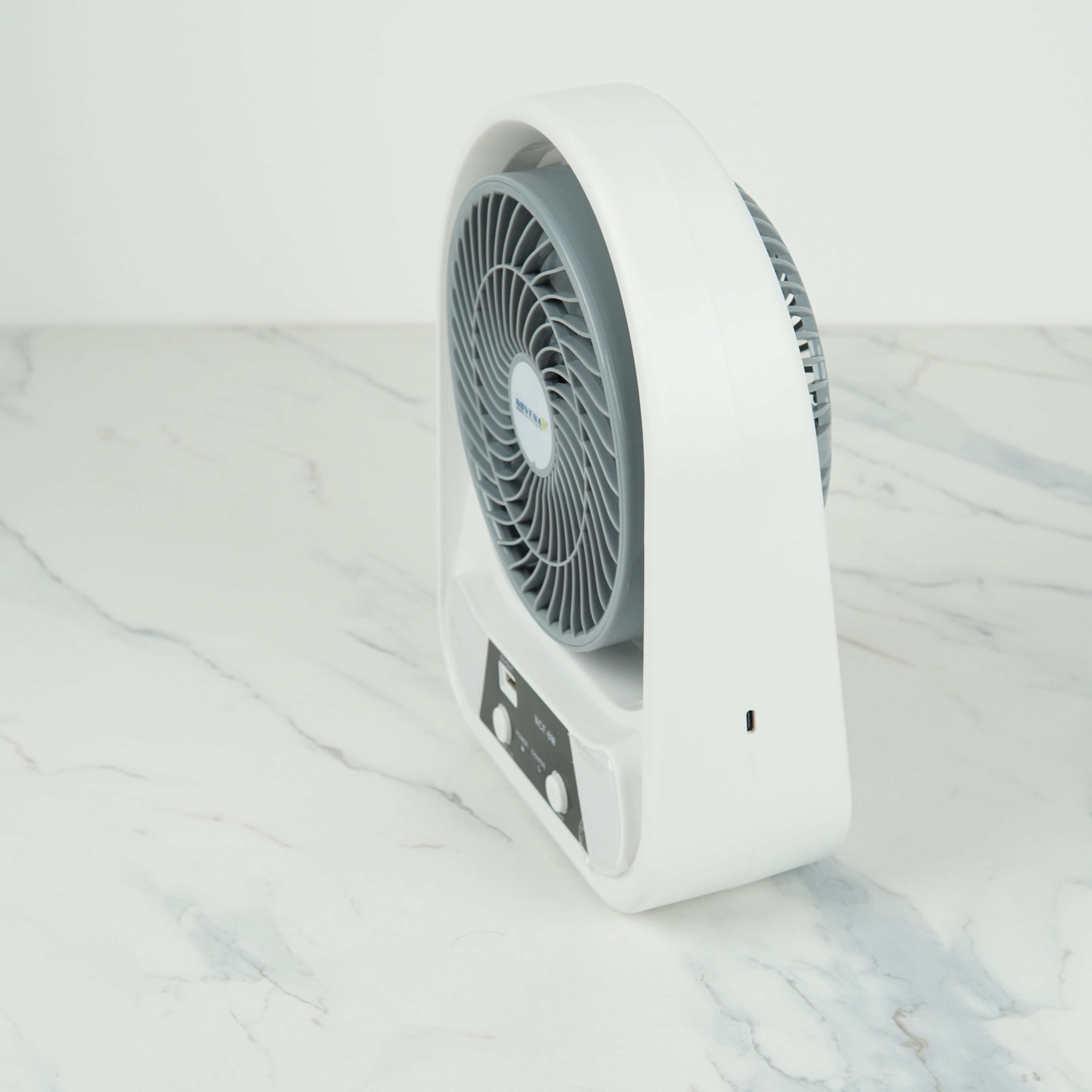 Novena NCF-8M 8" USB Rechargeable Mini Fan with 26-Piece LED Night Light, 4500mAh Battery, High/Low Speed & Portable Handle