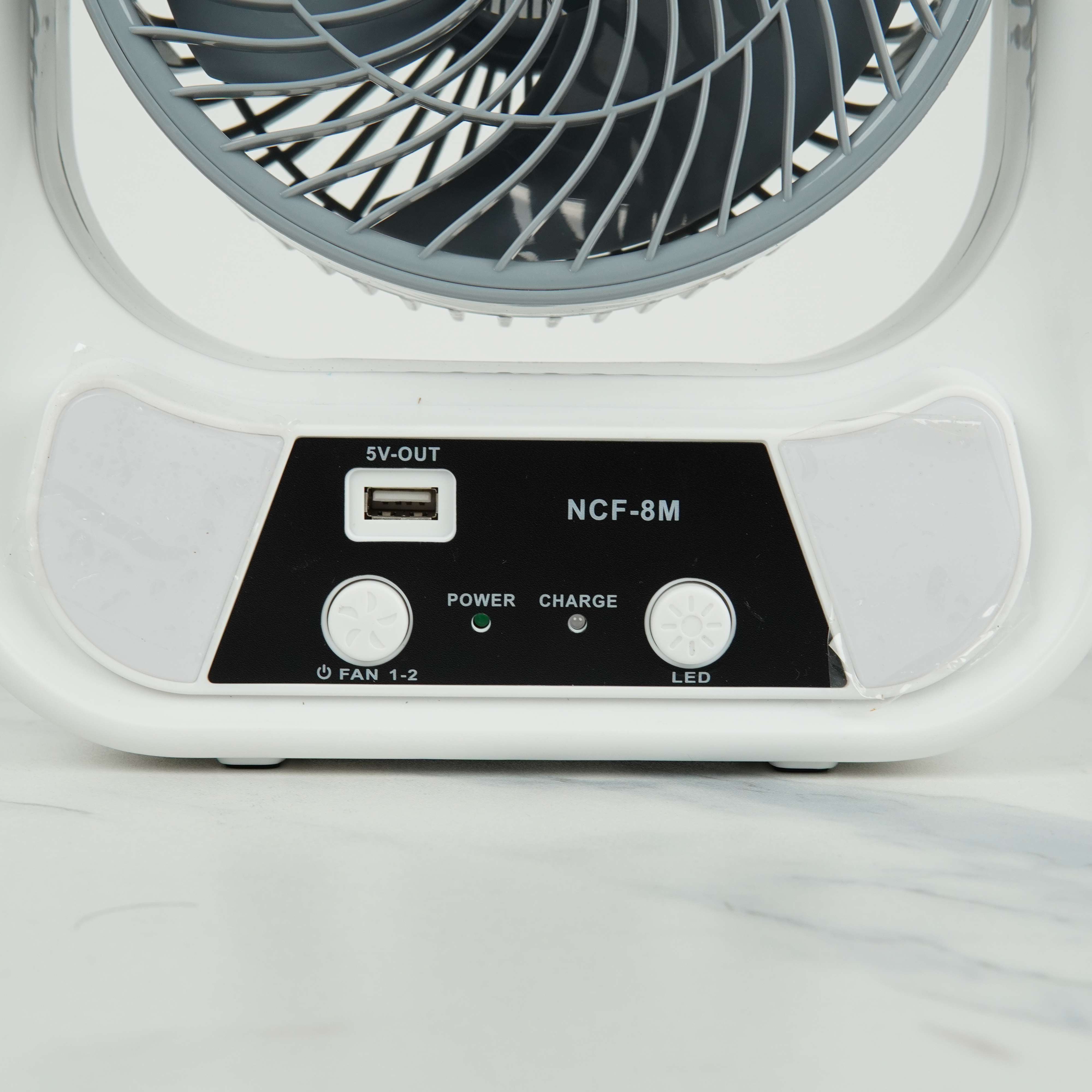 Novena NCF-8M 8" USB Rechargeable Mini Fan with 26-Piece LED Night Light, 4500mAh Battery, High/Low Speed & Portable Handle