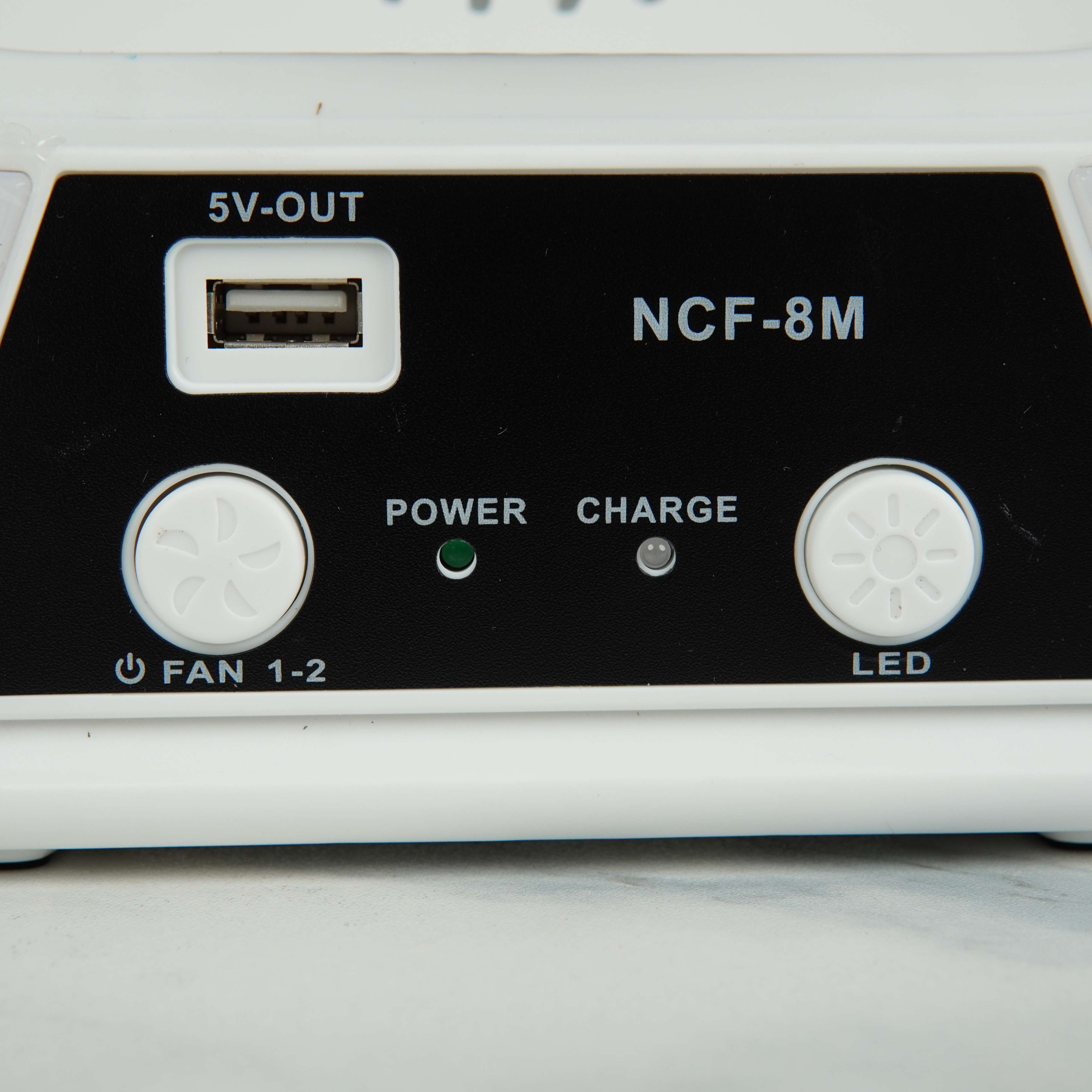 Novena NCF-8M 8" USB Rechargeable Mini Fan with 26-Piece LED Night Light, 4500mAh Battery, High/Low Speed & Portable Handle