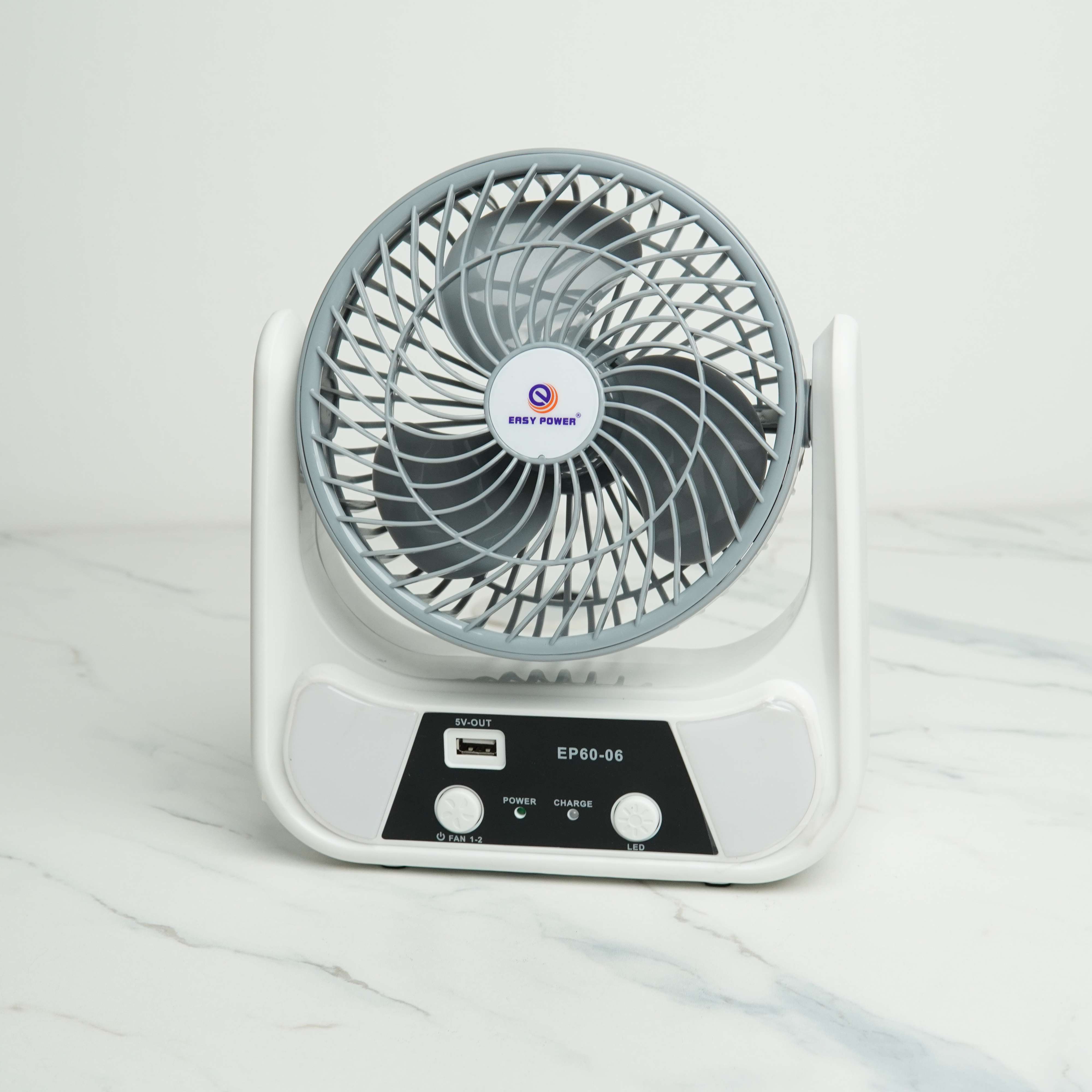 Easy Power EP60-06	6Inch Rechargeable Multifunctional	Table Fan with LED Night Light & Type-C Charging