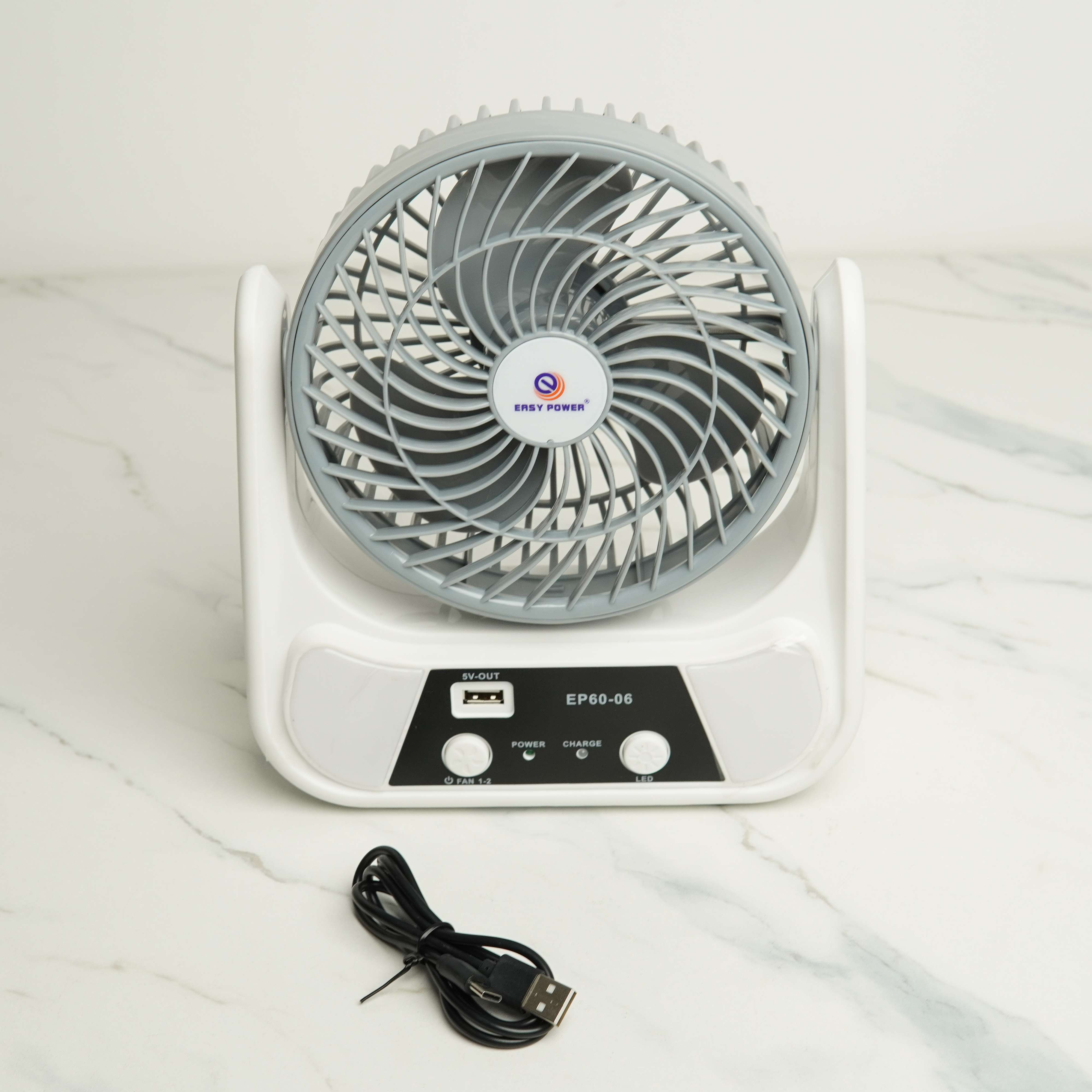 Easy Power EP60-06	6Inch Rechargeable Multifunctional	Table Fan with LED Night Light & Type-C Charging