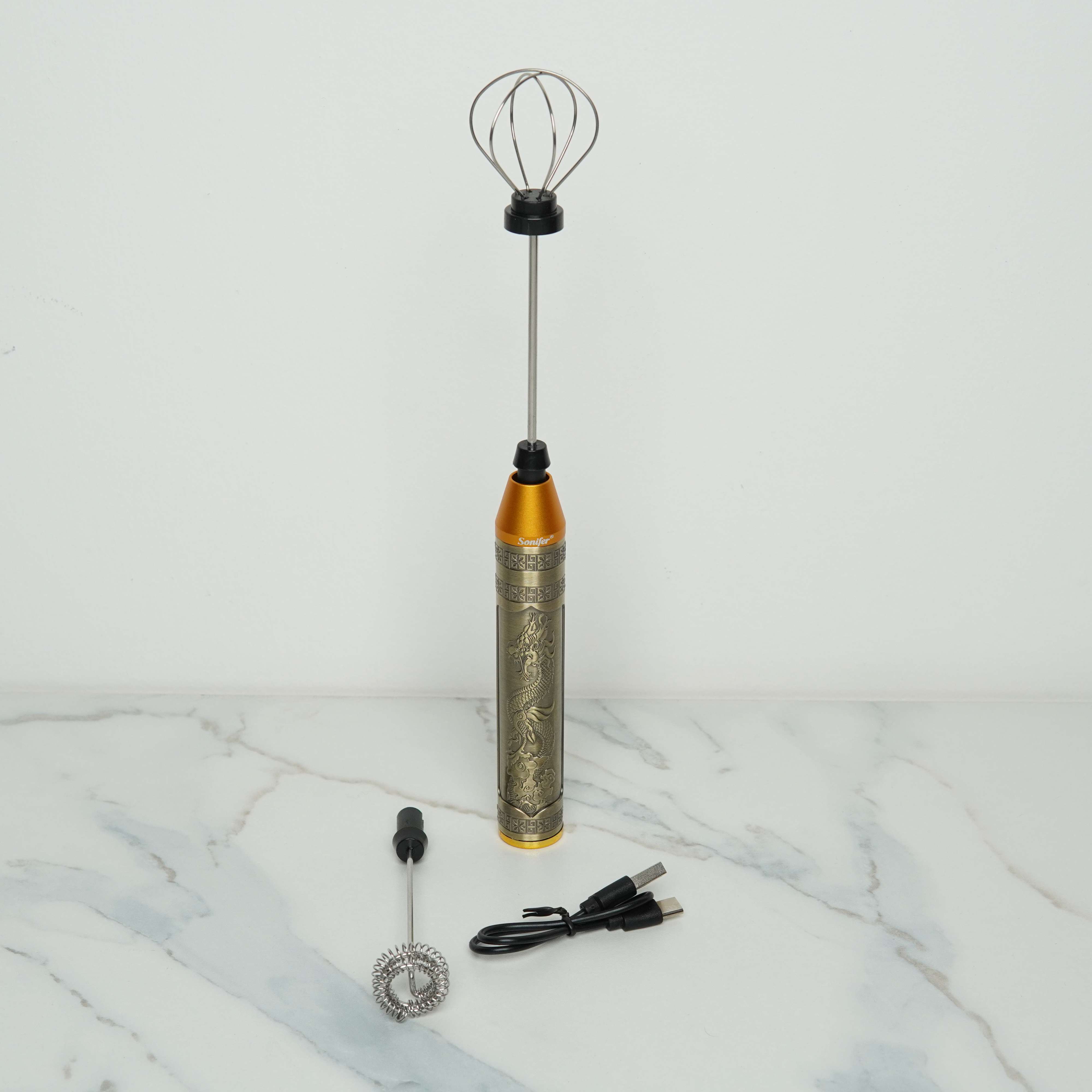 Sonifer Coffee & Milk Foamer plus Egg Bitter (2 in 1) – Rechargeable 1200mAh Battery 8500rpm Motor