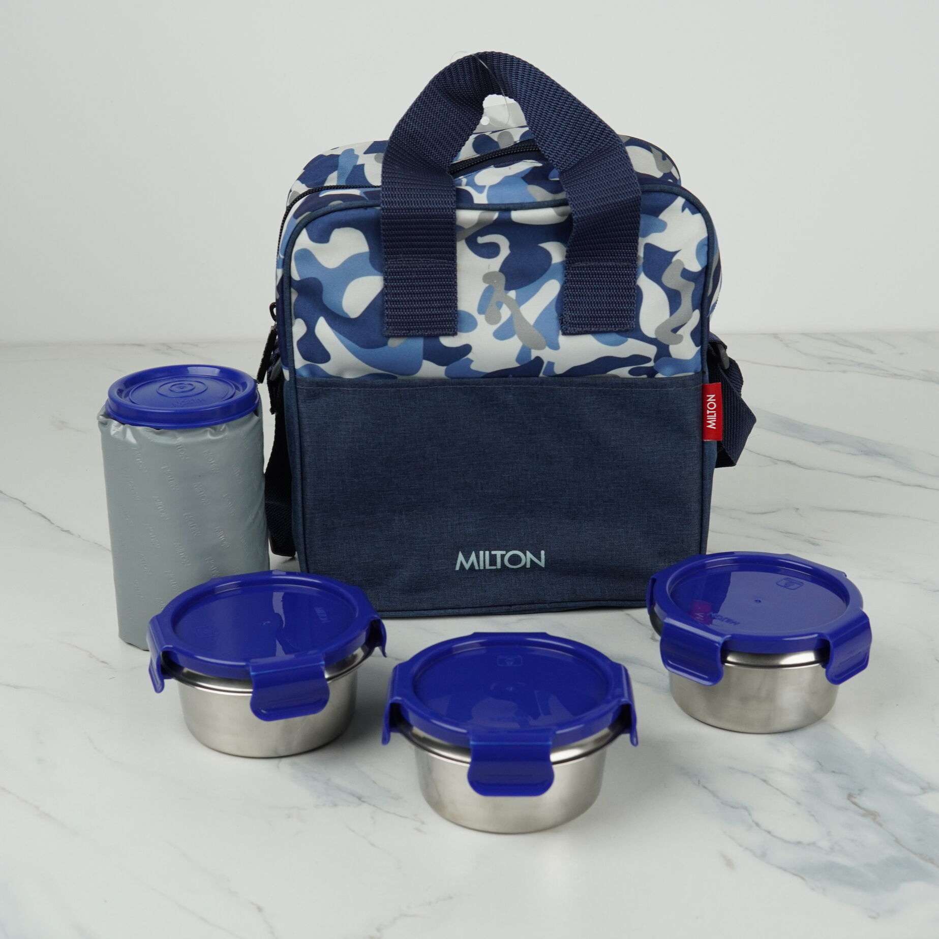 Milton Camo Feast Steel Softline Tiffin – 4-Piece Insulated Stainless Steel Lunch Set with Tumbler
