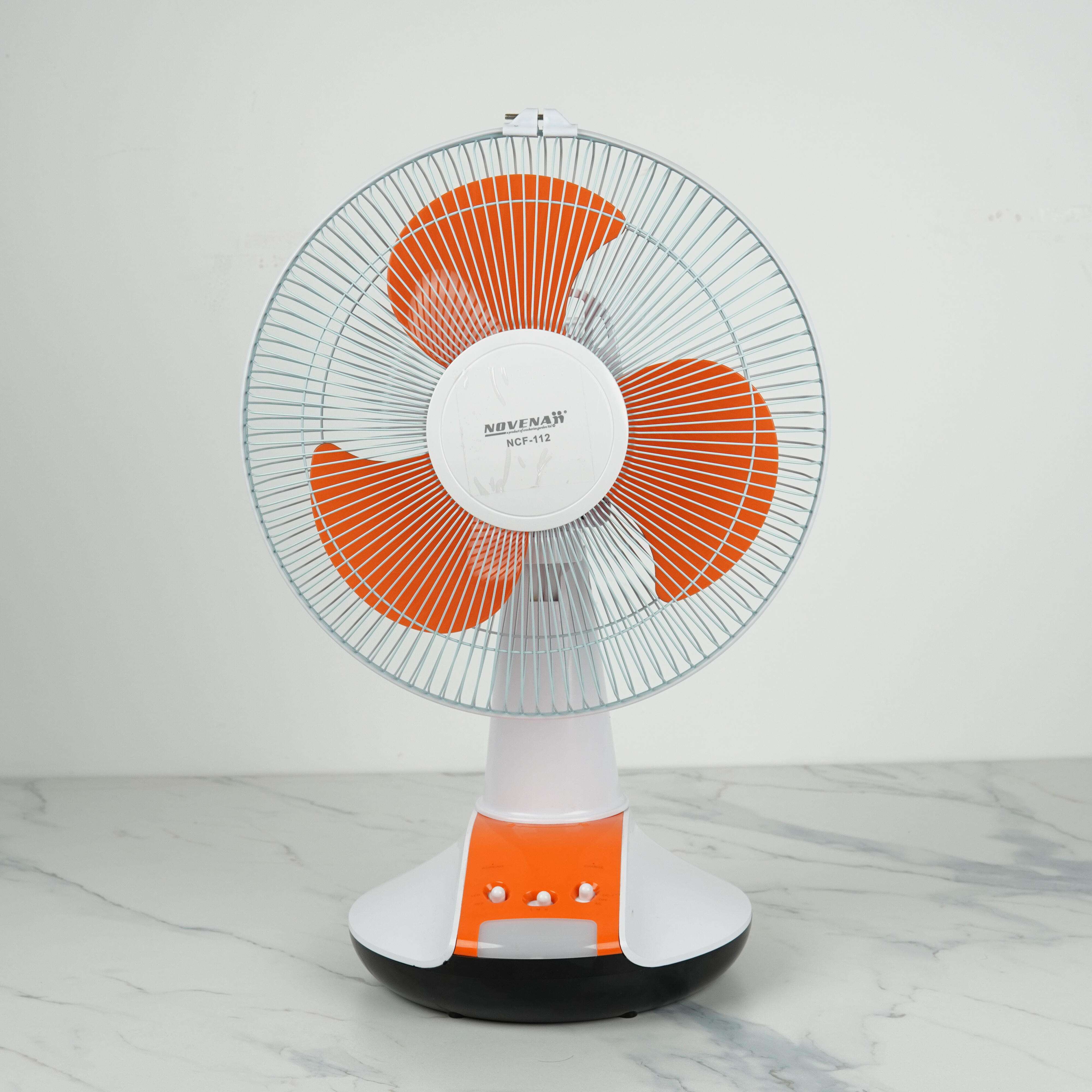 Novena Defender 12-Inch Rechargeable Table Fan (NCF-112) – 3-Speed Control, 8 LED Night Light, and Up to 21 Hours Working Time