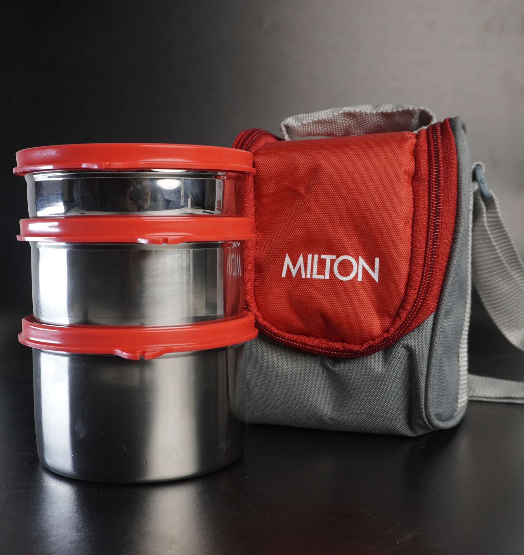 Milton Tasty Lunch 3 Steel Softline Tiffin – 3-Piece Insulated Lunch Box Set