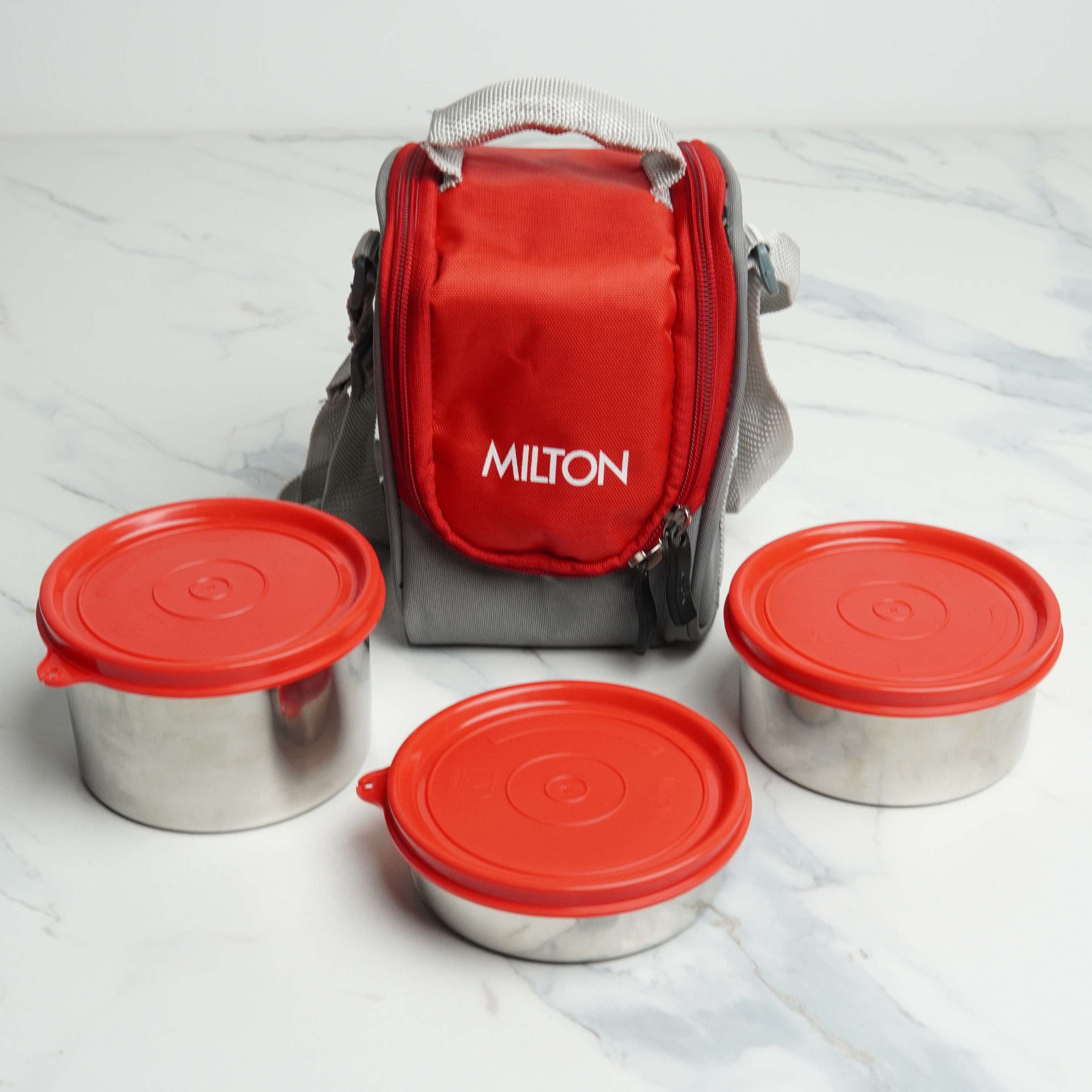 Milton Tasty Lunch 3 Steel Softline Tiffin – 3-Piece Insulated Lunch Box Set