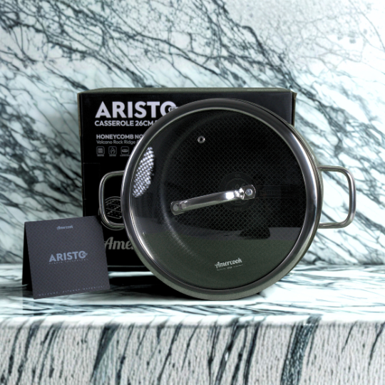 Amercook Aristo Pro Stainless Steel Cookware Casserole, 26 cm & 28cm