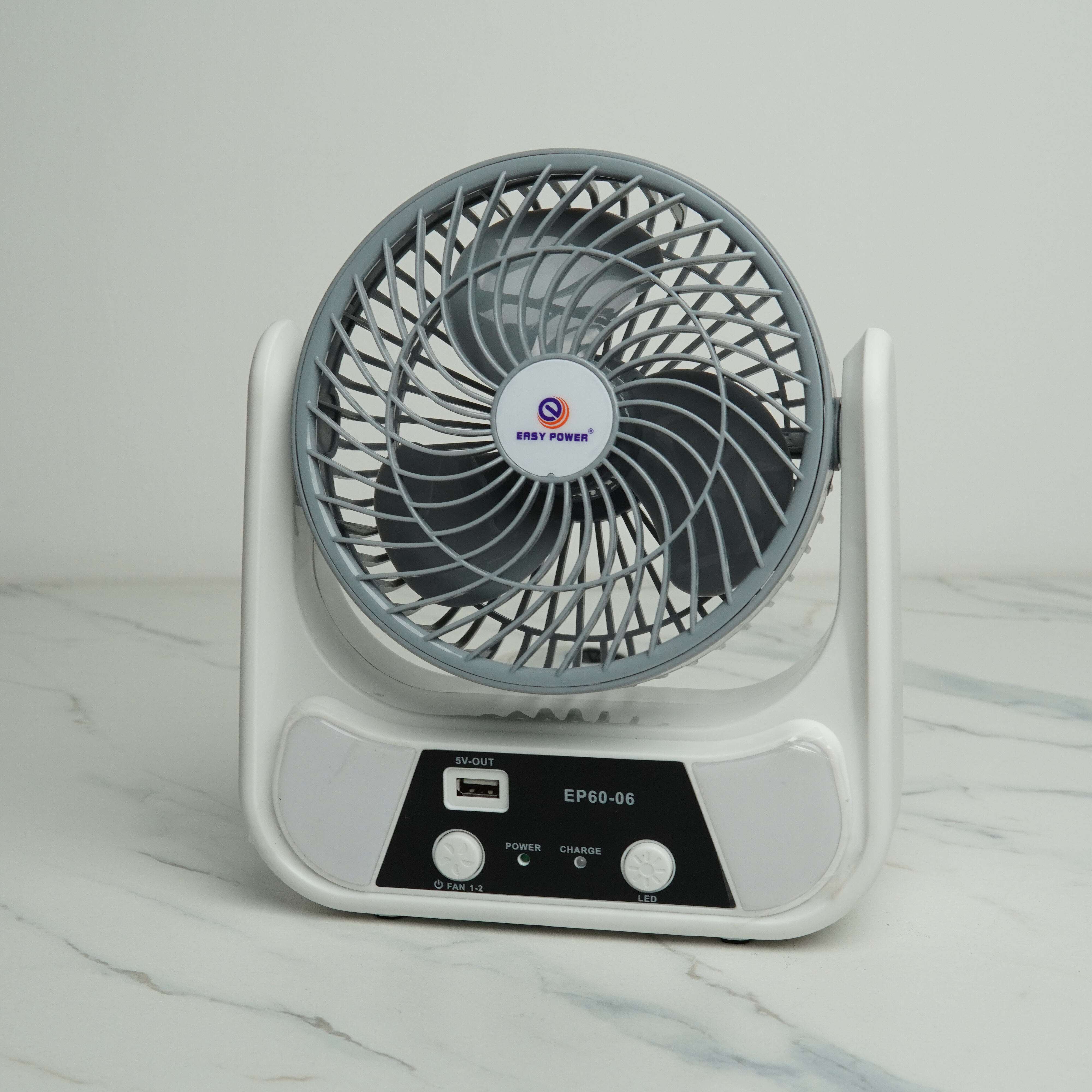 Easy Power EP60-06	6Inch Rechargeable Multifunctional	Table Fan with LED Night Light & Type-C Charging