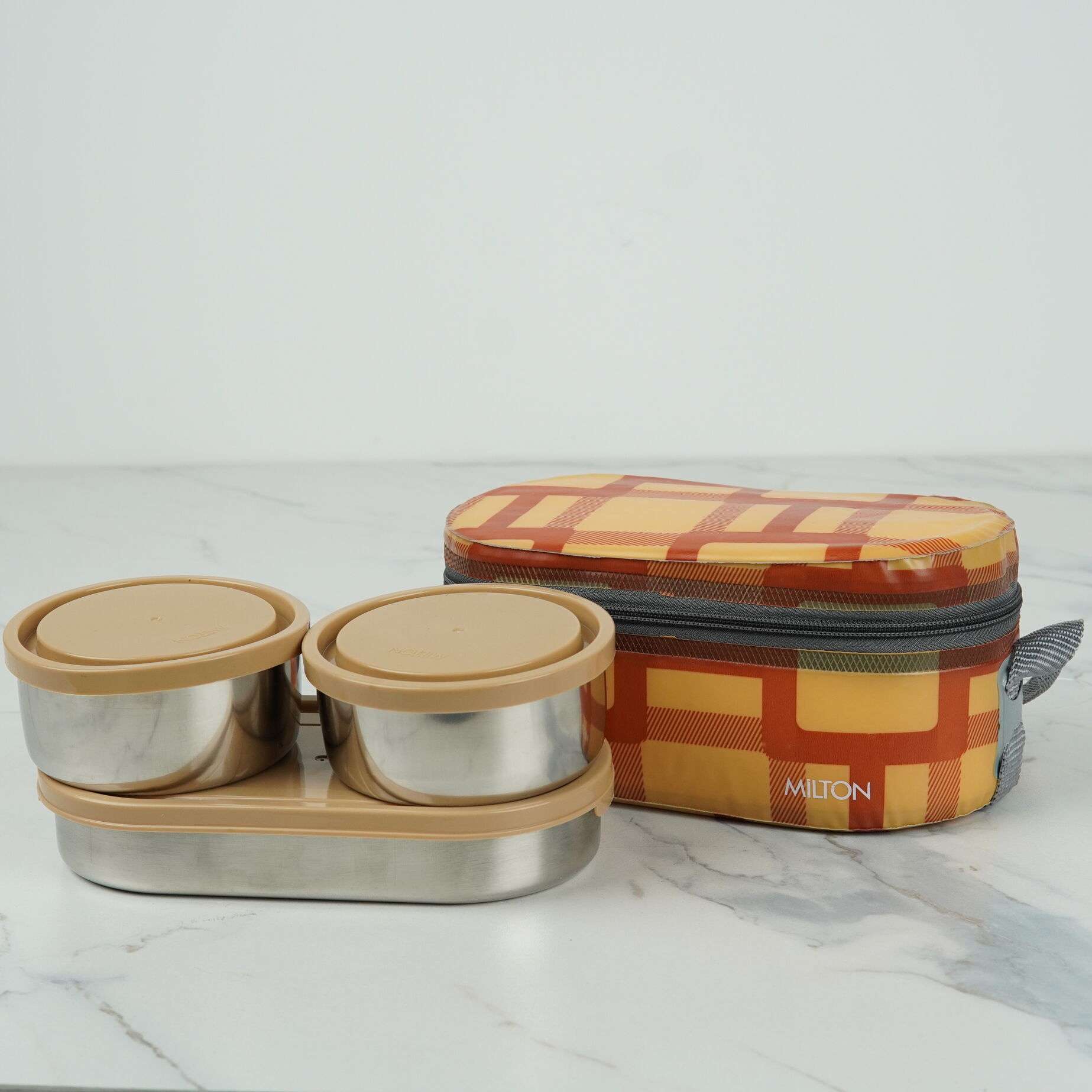 Milton Corporate Lunch Steel Softline Tiffin – 3-Piece Insulated Stainless Steel Set