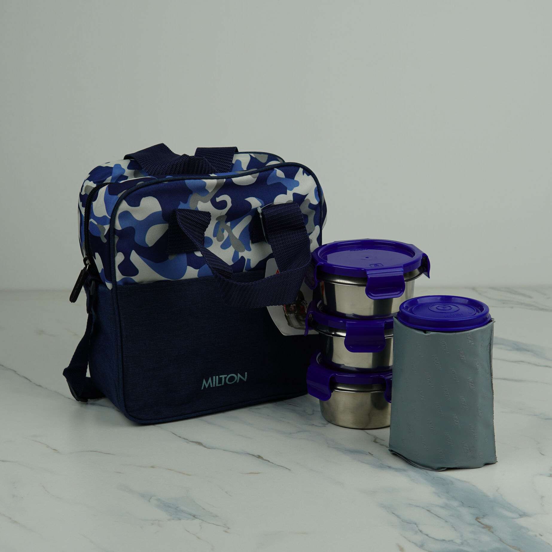 Milton Camo Feast Steel Softline Tiffin – 4-Piece Insulated Stainless Steel Lunch Set with Tumbler